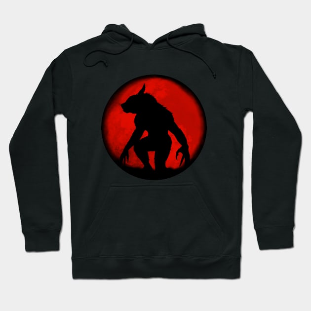 Werewolf and red full moon Hoodie by NicGrayTees